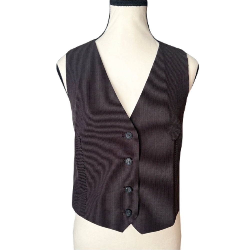 EMERSON Lang Pinstripe Vest Waistcoat Medium Brown